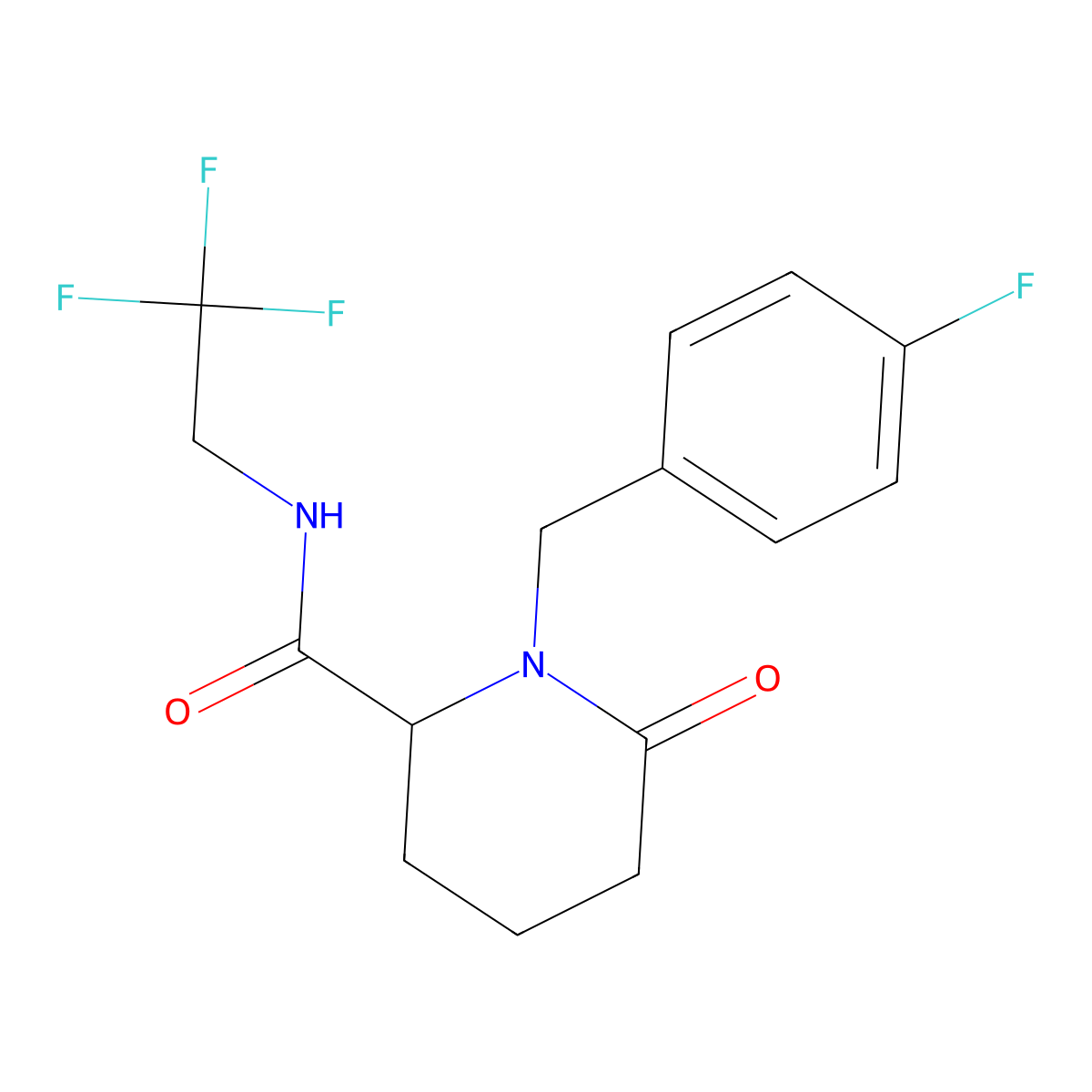 1-[(4-fluorophenyl)methyl]-6-oxo-N-(2,2,2-trifluoroethyl)piperidine-2-carboxamide molecular structure, CAS 2770580-78-2