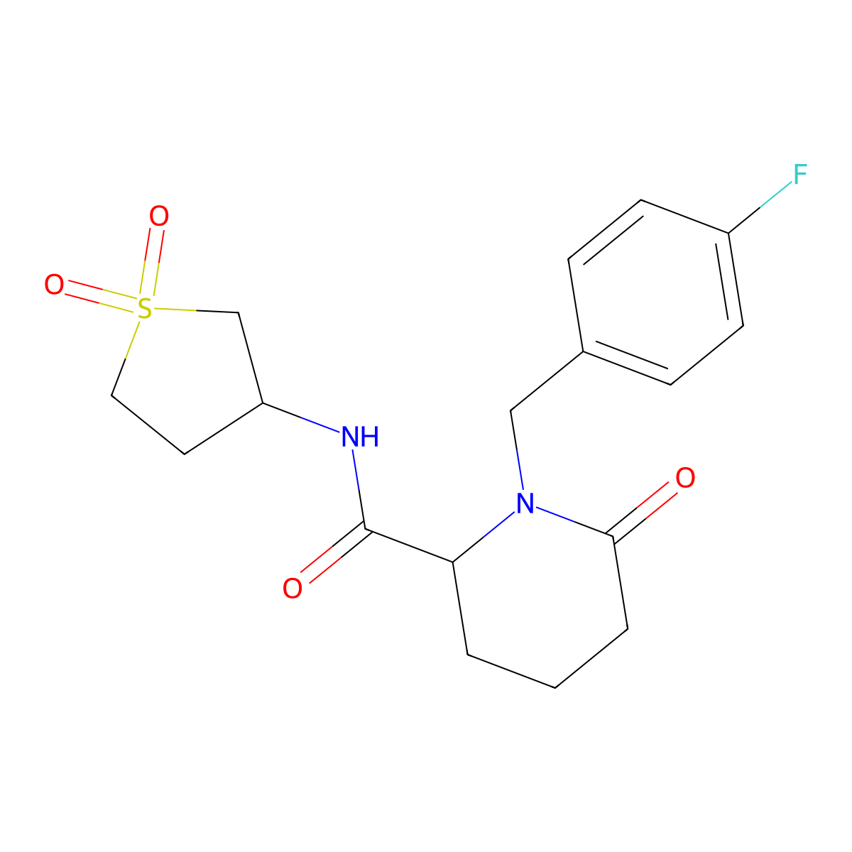 N-(1,1-dioxothiolan-3-yl)-1-[(4-fluorophenyl)methyl]-6-oxopiperidine-2-carboxamide molecular structure, CAS 2770580-80-6