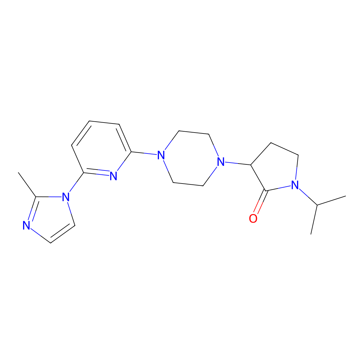 3-{4-[6-(2-methyl-1H-imidazol-1-yl)pyridin-2-yl]piperazin-1-yl}-1-(propan-2-yl)pyrrolidin-2-one molecular structure, CAS 2770580-83-9