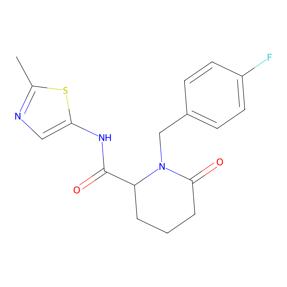 1-[(4-fluorophenyl)methyl]-N-(2-methyl-1,3-thiazol-5-yl)-6-oxopiperidine-2-carboxamide molecular structure, CAS 2770580-90-8