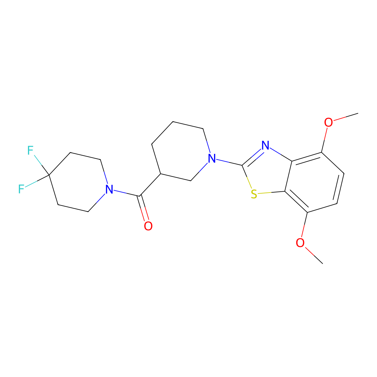 2-[3-(4,4-Difluoropiperidine-1-carbonyl)piperidin-1-yl]-4,7-dimethoxy-1,3-benzothiazole molecular structure, CAS 2770580-92-0