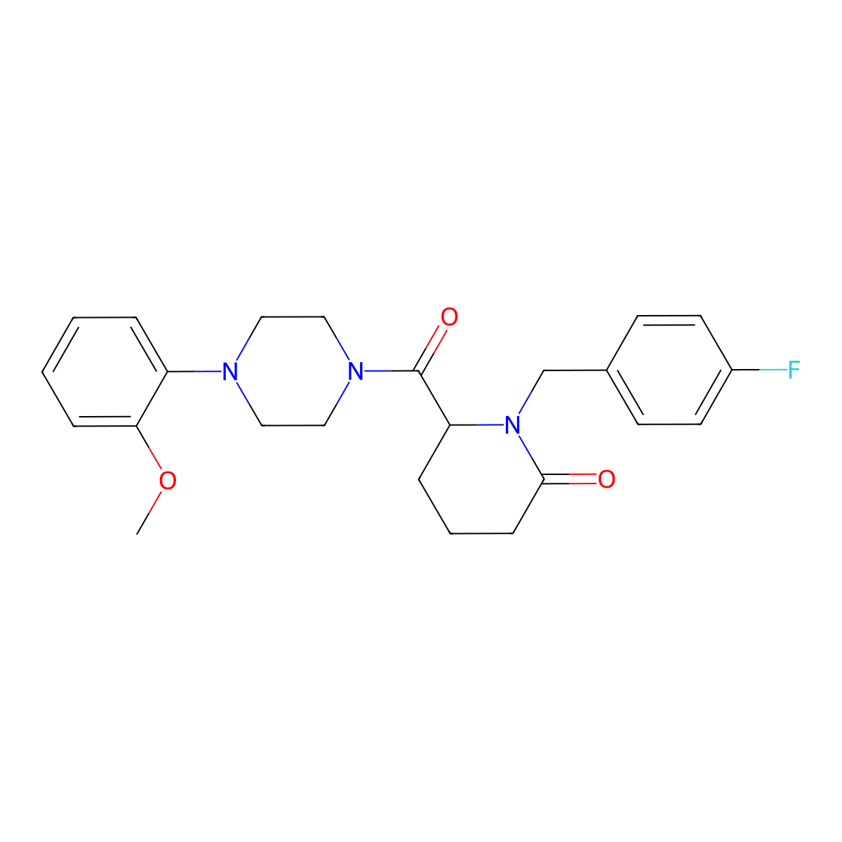 1-[(4-Fluorophenyl)methyl]-6-[4-(2-methoxyphenyl)piperazine-1-carbonyl]piperidin-2-one molecular structure, CAS 2770580-93-1