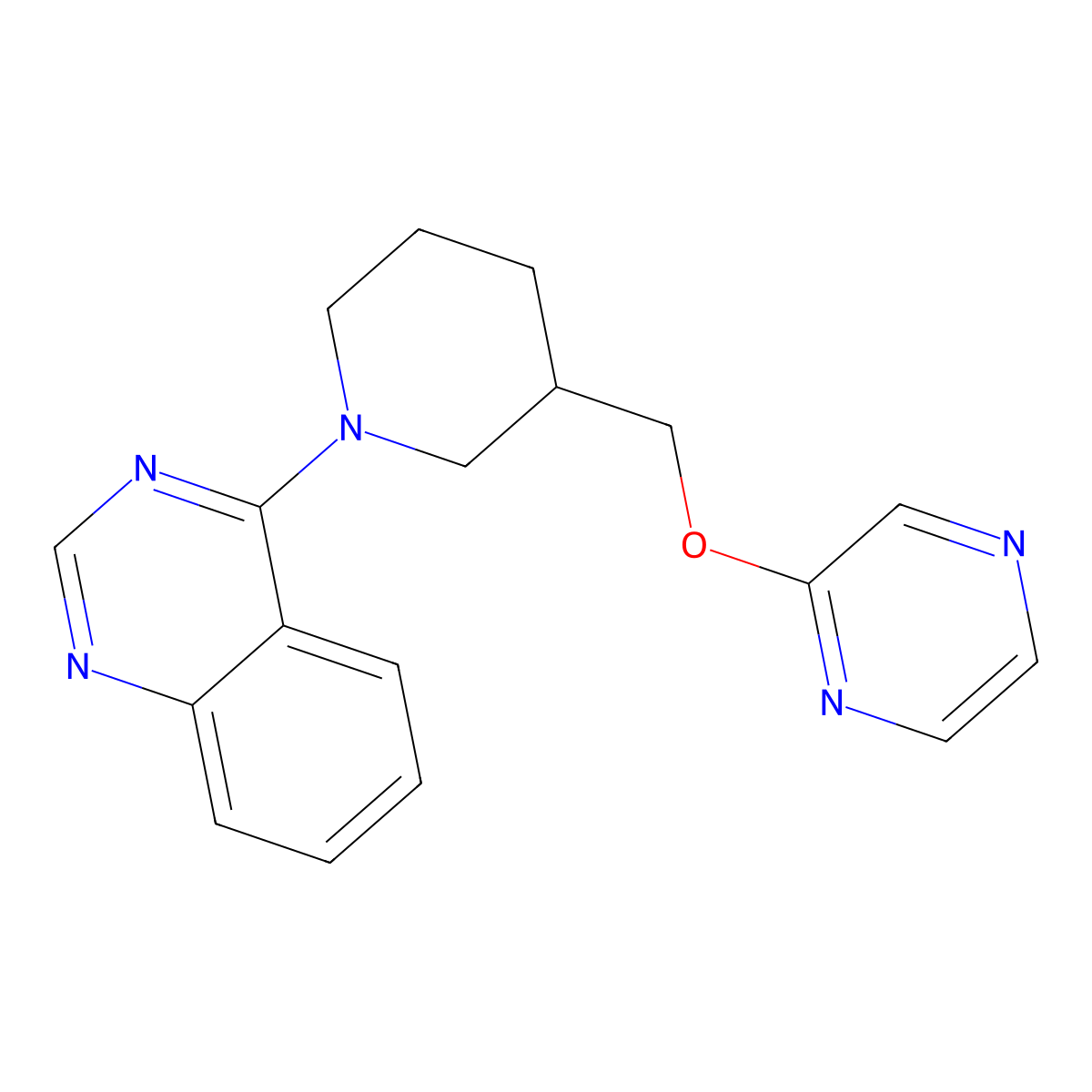 4-{3-[(Pyrazin-2-yloxy)methyl]piperidin-1-yl}quinazoline molecular structure, CAS 2770580-95-3