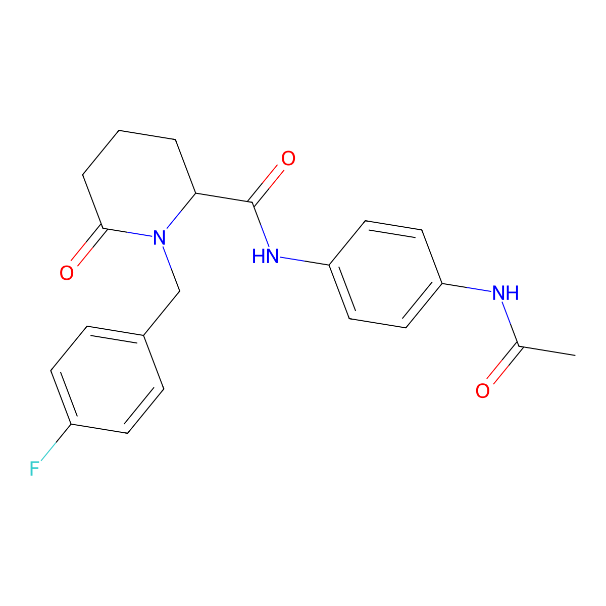 N-(4-acetamidophenyl)-1-[(4-fluorophenyl)methyl]-6-oxopiperidine-2-carboxamide molecular structure, CAS 2770580-96-4