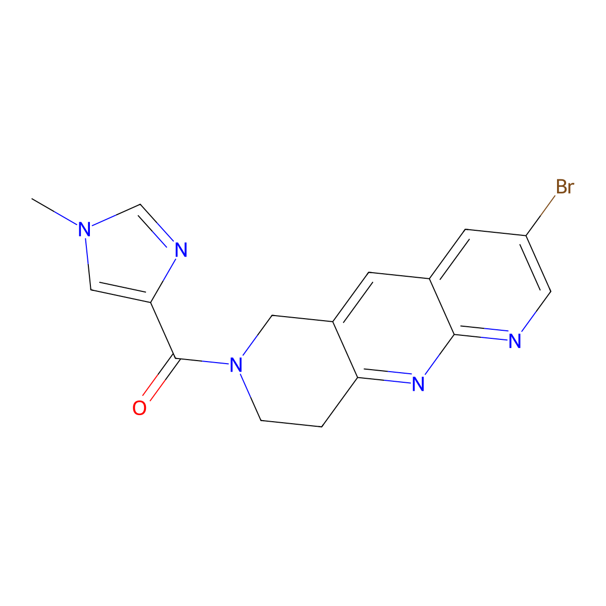 4-{3-bromo-6H,7H,8H,9H-pyrido[2,3-b]1,6-naphthyridine-7-carbonyl}-1-methyl-1H-imidazole molecular structure, CAS 2770580-98-6