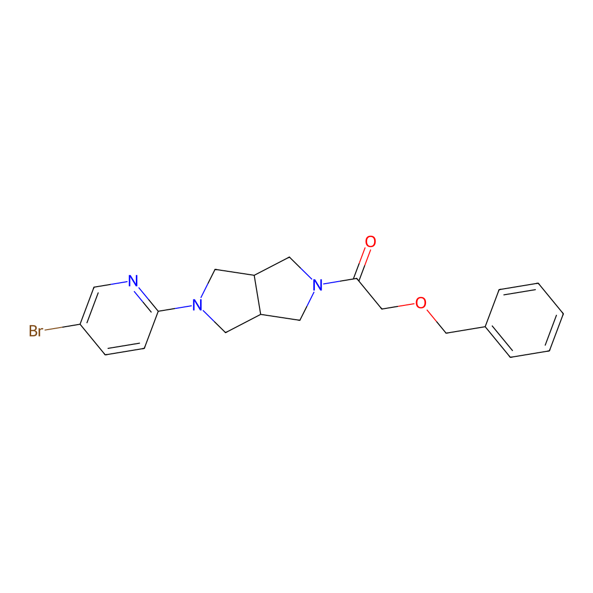 2-(Benzyloxy)-1-[5-(5-bromopyridin-2-yl)-octahydropyrrolo[3,4-c]pyrrol-2-yl]ethan-1-one molecular structure, CAS 2770581-02-5