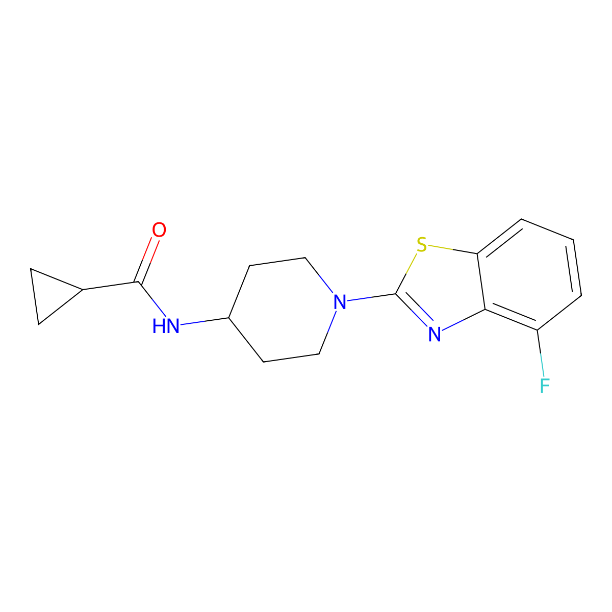 N-[1-(4-fluoro-1,3-benzothiazol-2-yl)piperidin-4-yl]cyclopropanecarboxamide molecular structure, CAS 2770581-03-6