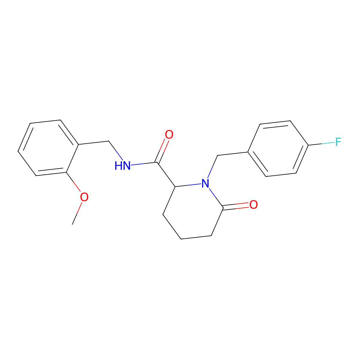 1-[(4-fluorophenyl)methyl]-N-[(2-methoxyphenyl)methyl]-6-oxopiperidine-2-carboxamide molecular structure, CAS 2770581-06-9