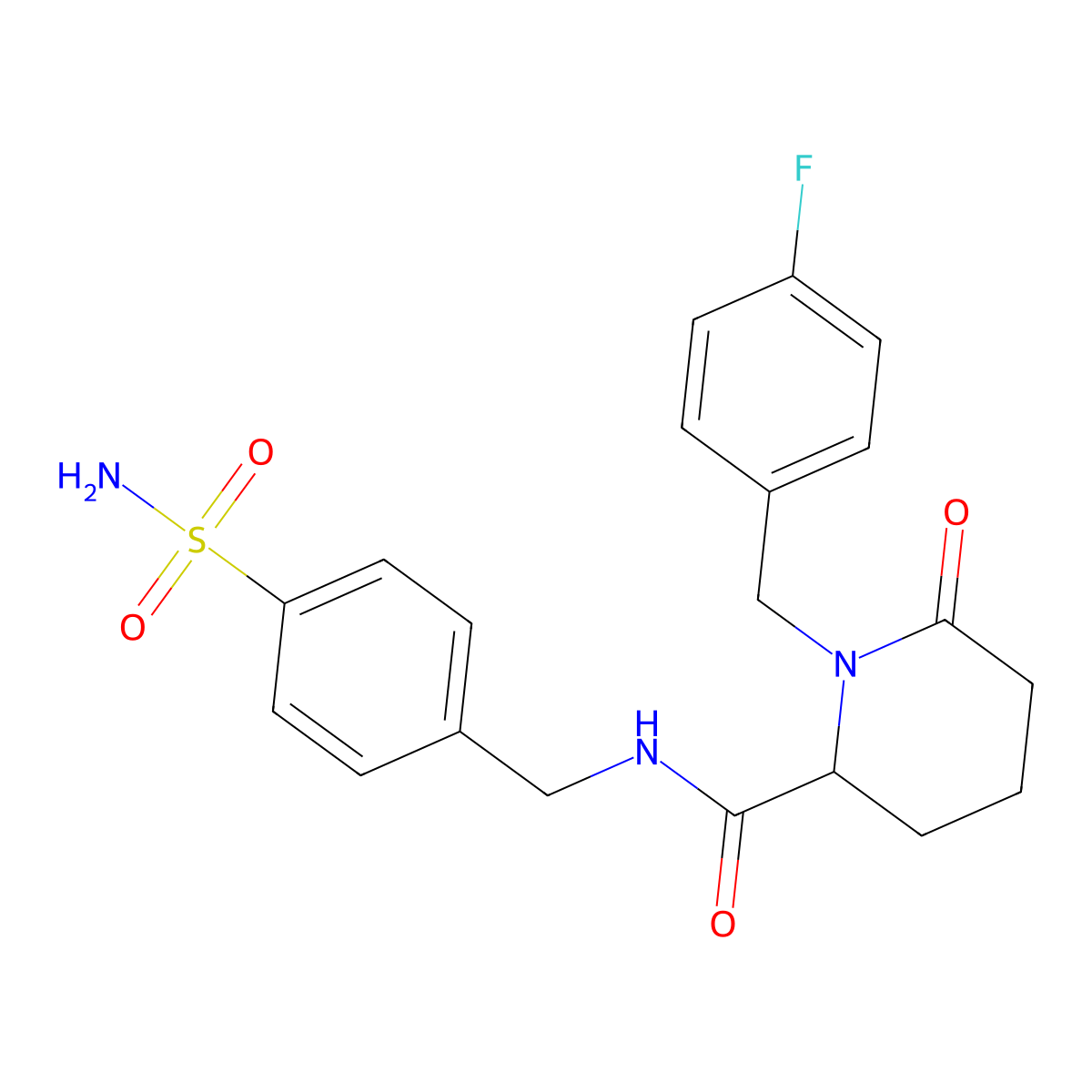 1-[(4-fluorophenyl)methyl]-6-oxo-N-[(4-sulfamoylphenyl)methyl]piperidine-2-carboxamide molecular structure, CAS 2770581-09-2