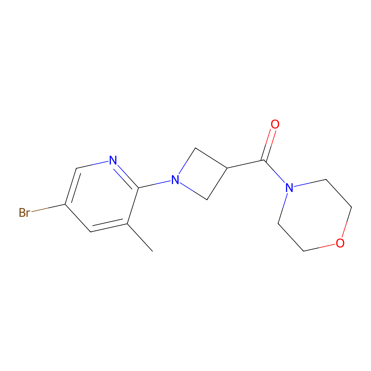 4-[1-(5-Bromo-3-methylpyridin-2-yl)azetidine-3-carbonyl]morpholine molecular structure, CAS 2770581-12-7