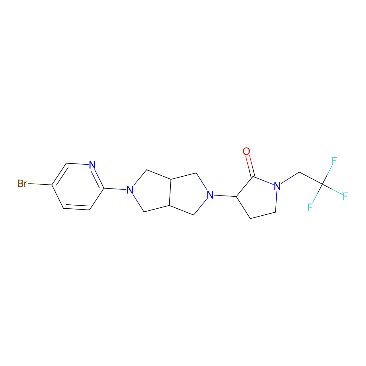 3-[5-(5-Bromopyridin-2-yl)-octahydropyrrolo[3,4-c]pyrrol-2-yl]-1-(2,2,2-trifluoroethyl)pyrrolidin-2-one molecular structure, CAS 2770581-18-3