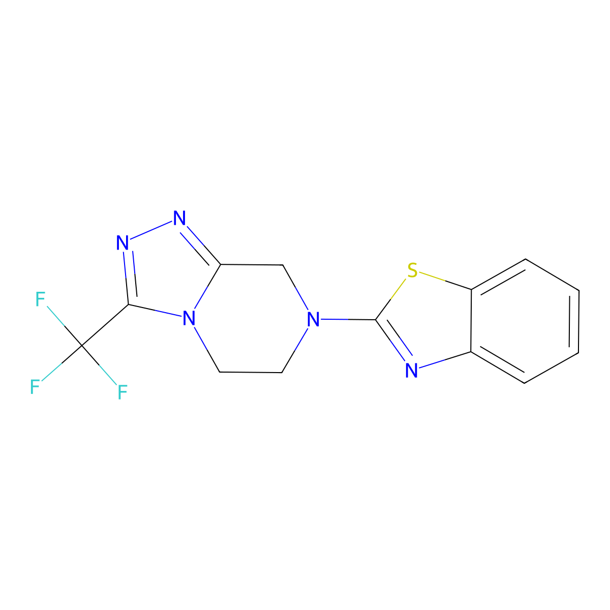 2-[3-(trifluoromethyl)-5H,6H,7H,8H-[1,2,4]triazolo[4,3-a]pyrazin-7-yl]-1,3-benzothiazole molecular structure, CAS 2770581-26-3