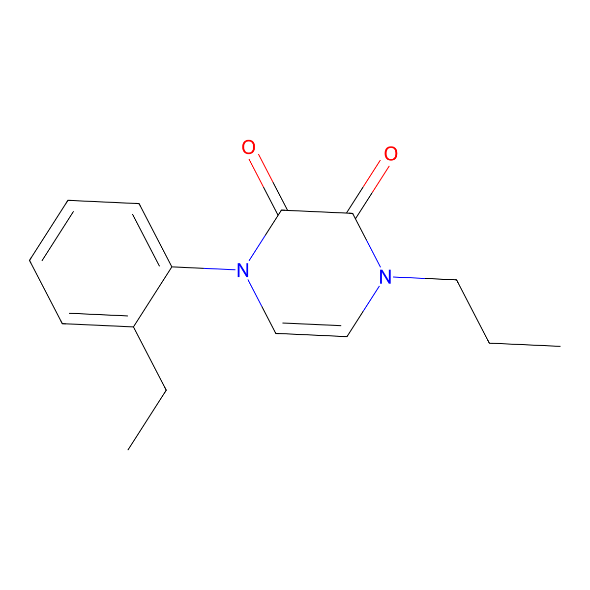 1-(2-Ethylphenyl)-4-propyl-1,2,3,4-tetrahydropyrazine-2,3-dione molecular structure, CAS 2770581-30-9