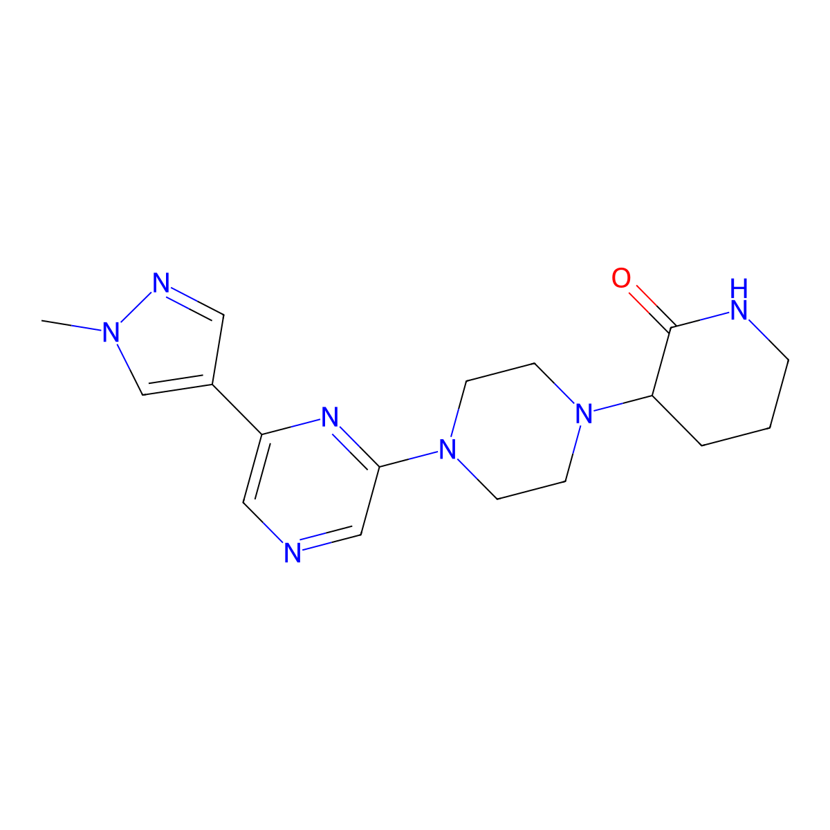 3-{4-[6-(1-methyl-1H-pyrazol-4-yl)pyrazin-2-yl]piperazin-1-yl}piperidin-2-one molecular structure, CAS 2770581-31-0