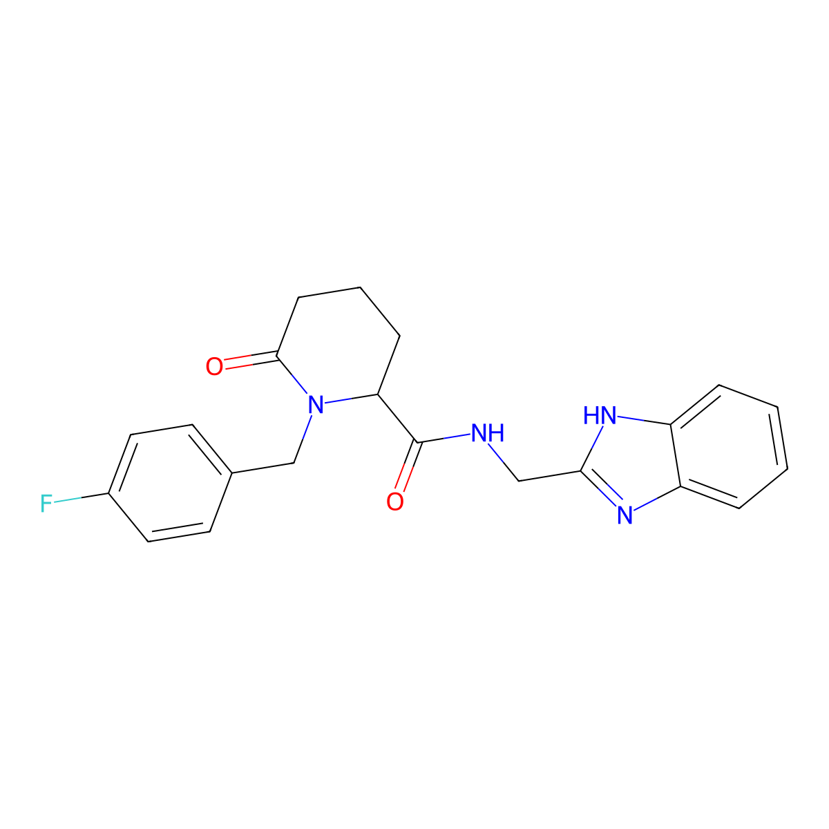 N-[(1H-1,3-benzodiazol-2-yl)methyl]-1-[(4-fluorophenyl)methyl]-6-oxopiperidine-2-carboxamide molecular structure, CAS 2770581-32-1