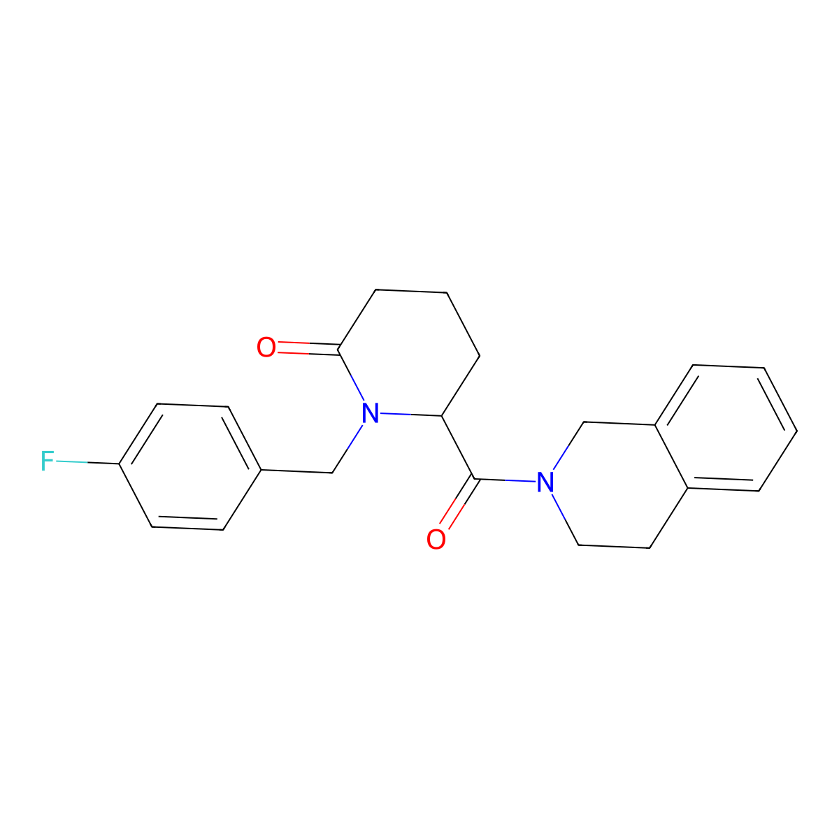 1-[(4-Fluorophenyl)methyl]-6-(1,2,3,4-tetrahydroisoquinoline-2-carbonyl)piperidin-2-one molecular structure, CAS 2770581-39-8