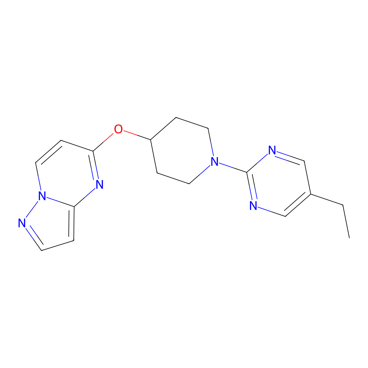 5-Ethyl-2-(4-{pyrazolo[1,5-a]pyrimidin-5-yloxy}piperidin-1-yl)pyrimidine molecular structure, CAS 2770581-41-2