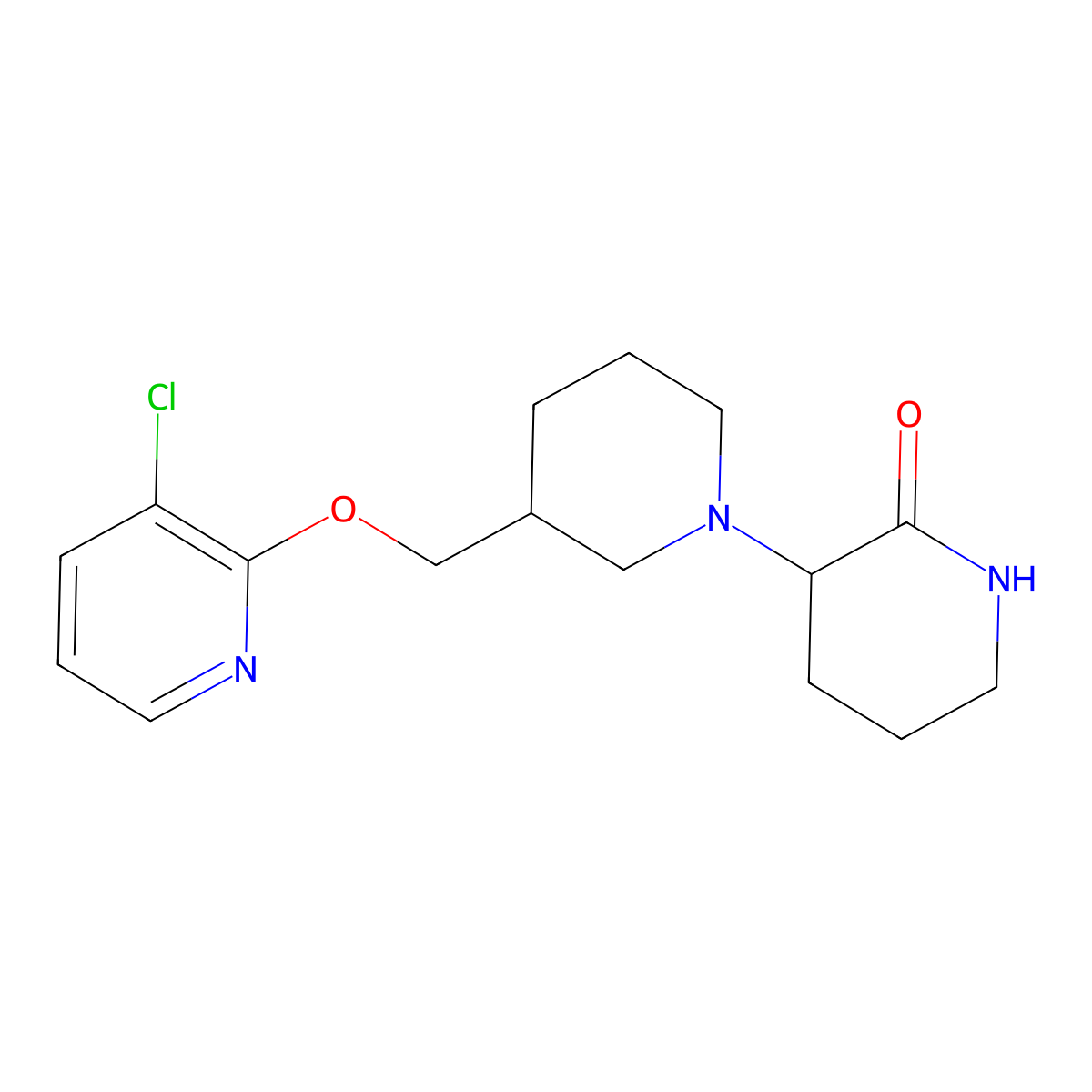 3-{[(3-Chloropyridin-2-yl)oxy]methyl}-[1,3'-bipiperidine]-2'-one molecular structure, CAS 2770581-42-3