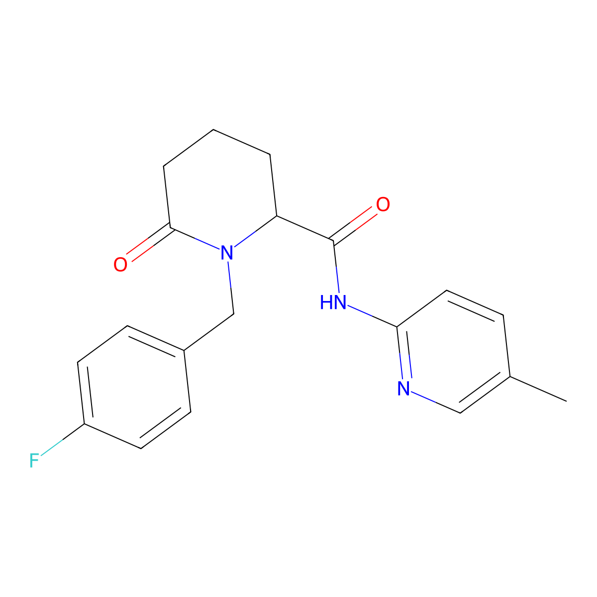 1-[(4-fluorophenyl)methyl]-N-(5-methylpyridin-2-yl)-6-oxopiperidine-2-carboxamide molecular structure, CAS 2770581-46-7