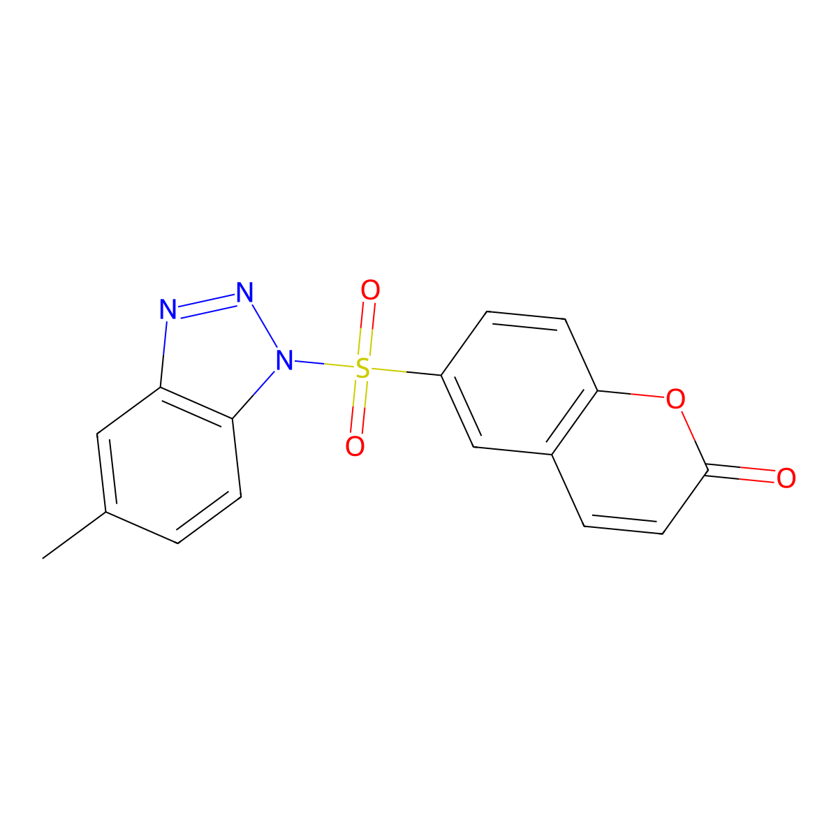 6-[(5-methyl-1H-1,2,3-benzotriazol-1-yl)sulfonyl]-2H-chromen-2-one molecular structure, CAS 2770581-48-9