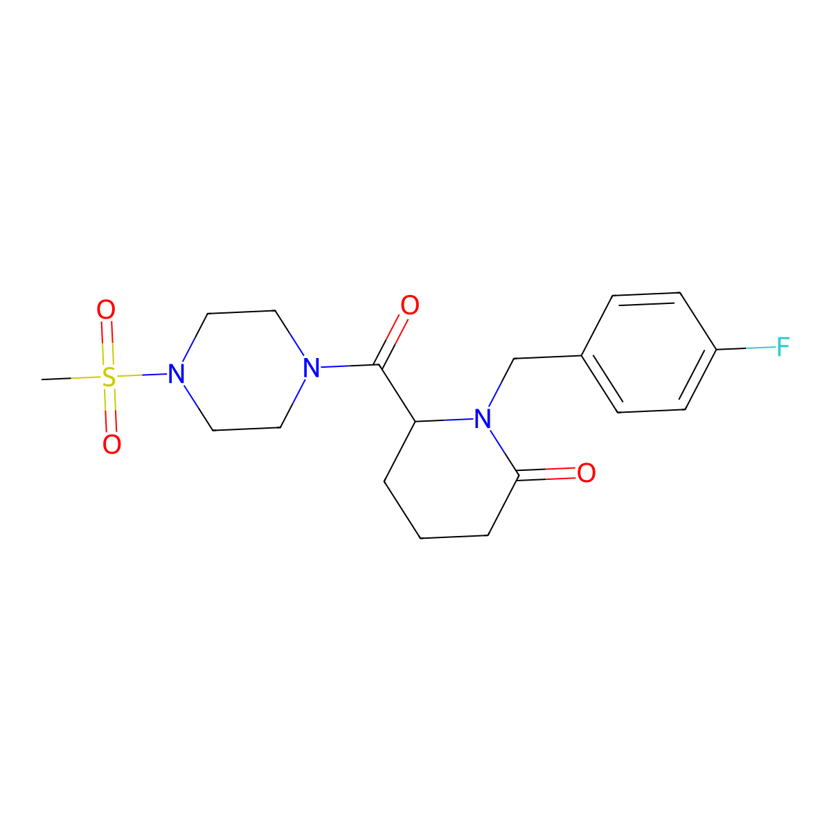 1-[(4-Fluorophenyl)methyl]-6-(4-methanesulfonylpiperazine-1-carbonyl)piperidin-2-one molecular structure, CAS 2770581-49-0