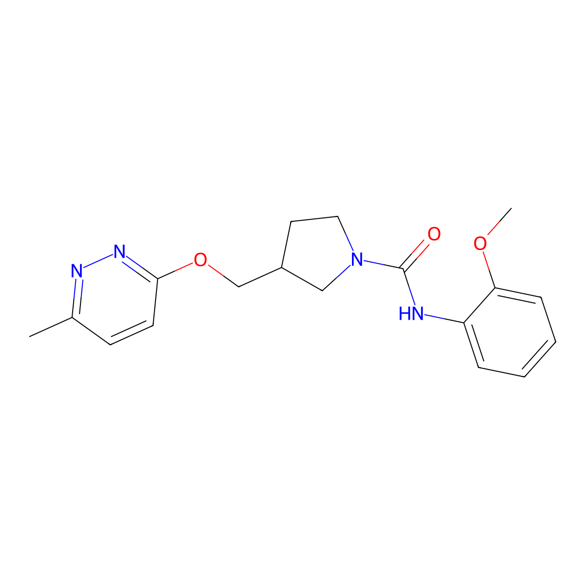 N-(2-methoxyphenyl)-3-{[(6-methylpyridazin-3-yl)oxy]methyl}pyrrolidine-1-carboxamide molecular structure, CAS 2770581-60-5