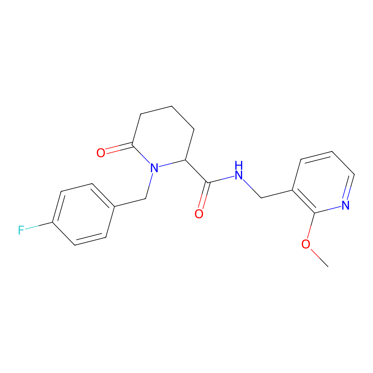 1-[(4-fluorophenyl)methyl]-N-[(2-methoxypyridin-3-yl)methyl]-6-oxopiperidine-2-carboxamide molecular structure, CAS 2770581-62-7