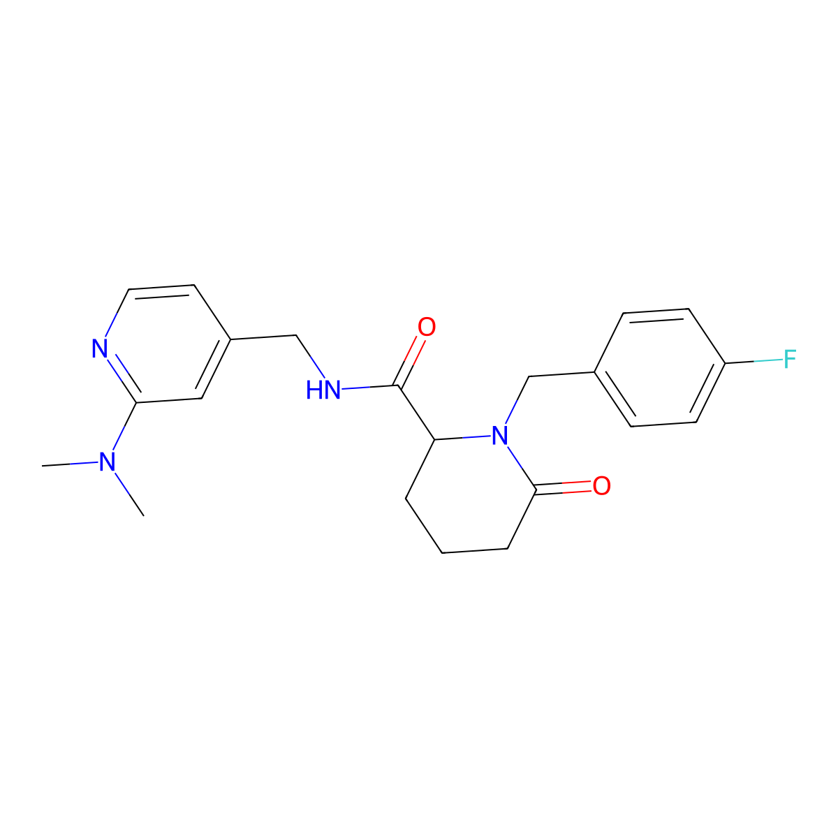 N-{[2-(dimethylamino)pyridin-4-yl]methyl}-1-[(4-fluorophenyl)methyl]-6-oxopiperidine-2-carboxamide molecular structure, CAS 2770581-64-9