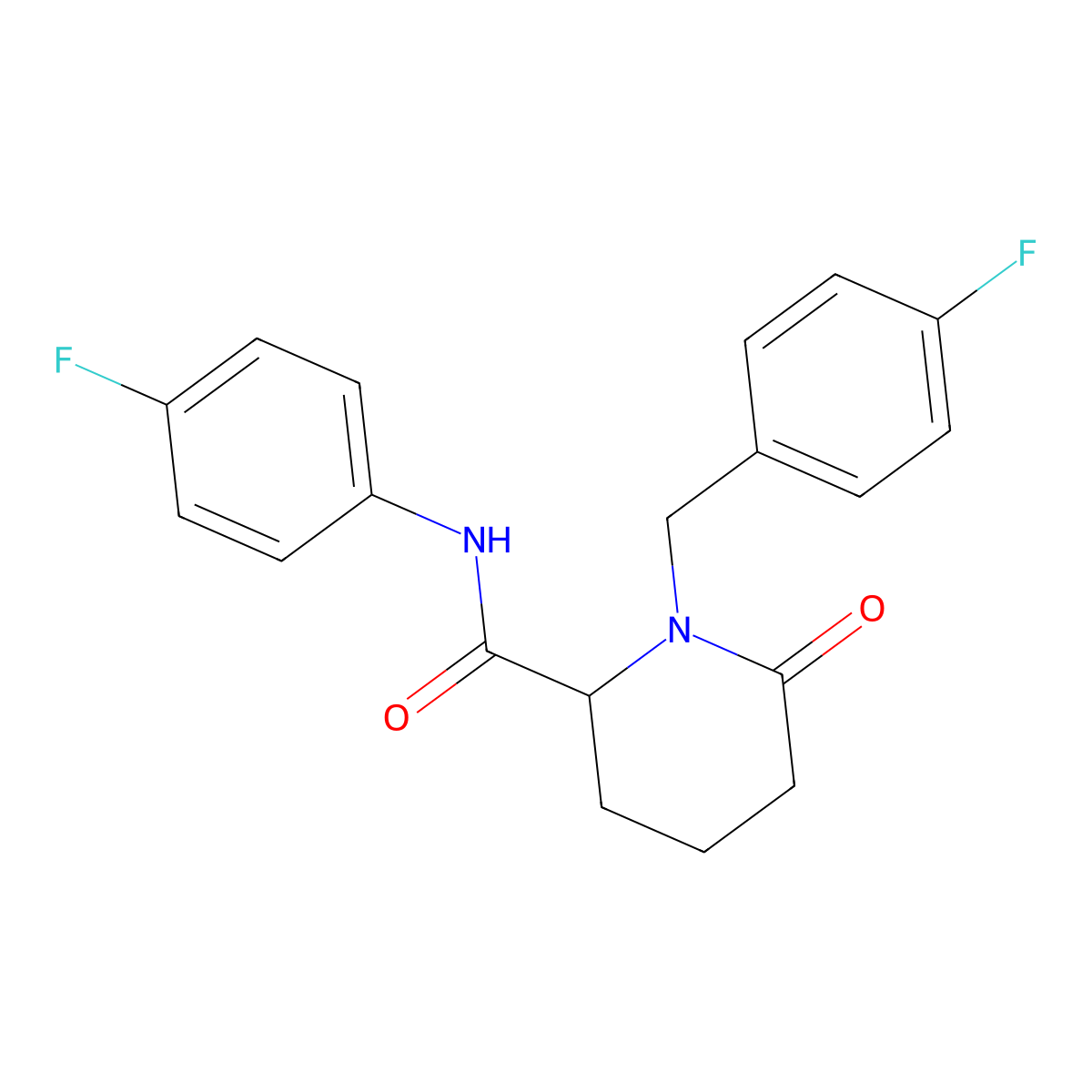 N-(4-fluorophenyl)-1-[(4-fluorophenyl)methyl]-6-oxopiperidine-2-carboxamide molecular structure, CAS 2770581-81-0
