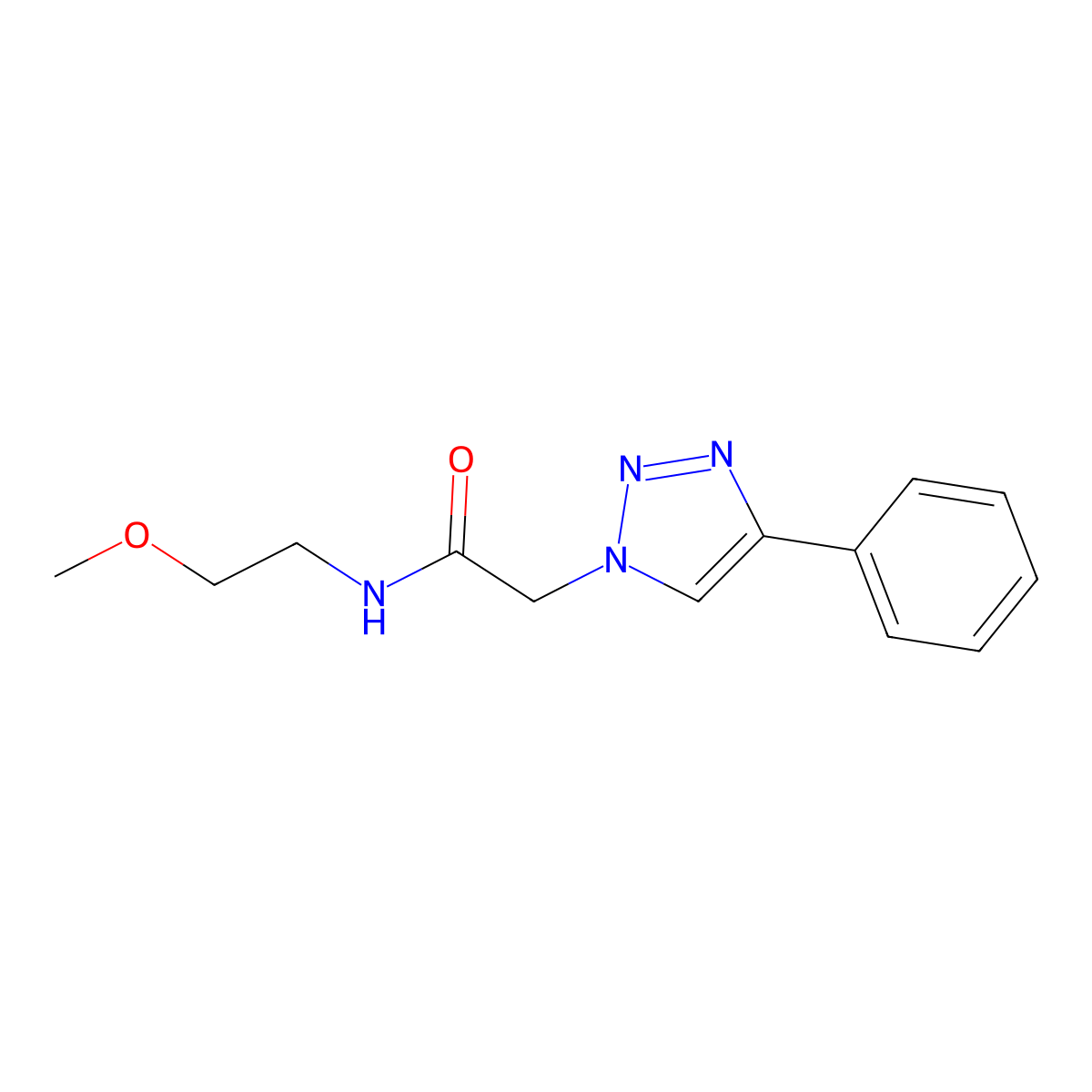 N-(2-methoxyethyl)-2-(4-phenyl-1H-1,2,3-triazol-1-yl)acetamide molecular structure, CAS 2770581-84-3