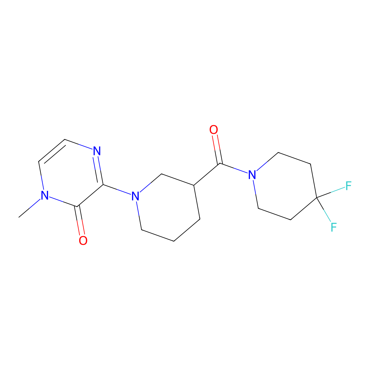 3-[3-(4,4-Difluoropiperidine-1-carbonyl)piperidin-1-yl]-1-methyl-1,2-dihydropyrazin-2-one molecular structure, CAS 2770581-85-4