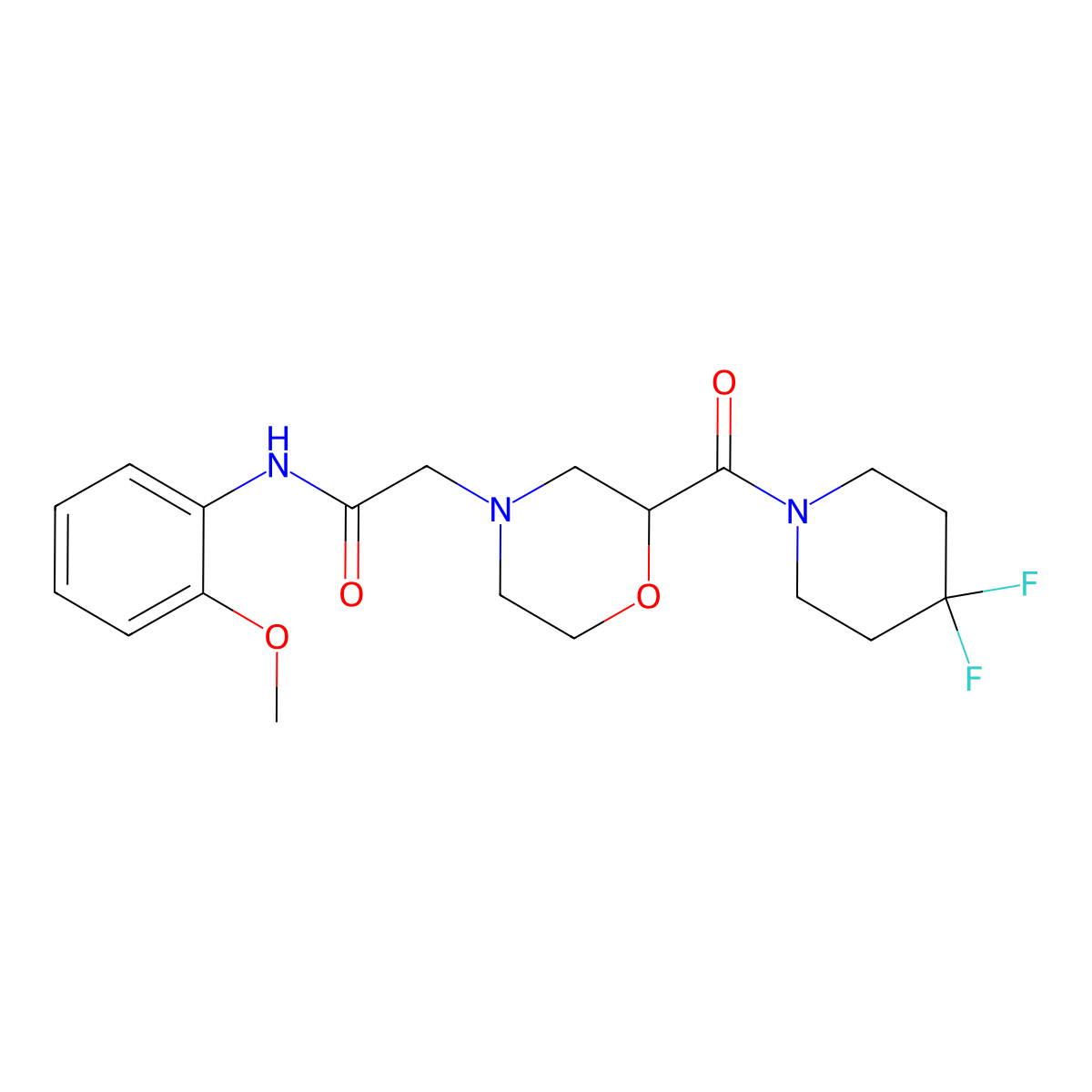 2-[2-(4,4-difluoropiperidine-1-carbonyl)morpholin-4-yl]-N-(2-methoxyphenyl)acetamide molecular structure, CAS 2770581-88-7