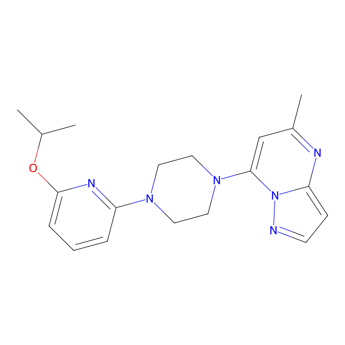 1-{5-Methylpyrazolo[1,5-a]pyrimidin-7-yl}-4-[6-(propan-2-yloxy)pyridin-2-yl]piperazine molecular structure, CAS 2770581-92-3