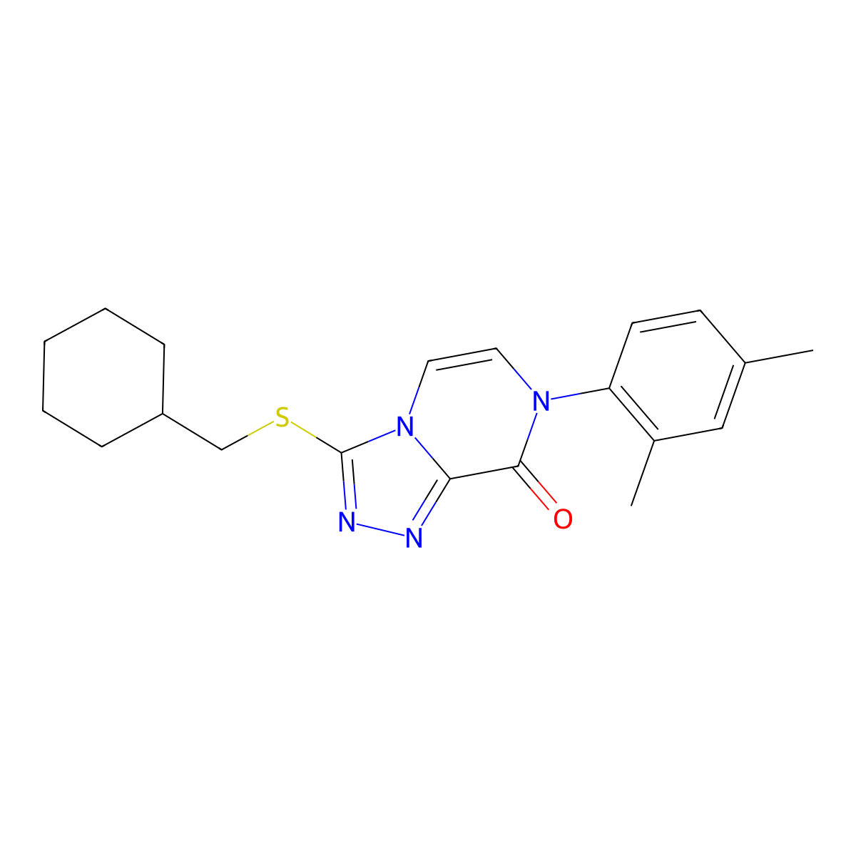 3-[(cyclohexylmethyl)sulfanyl]-7-(2,4-dimethylphenyl)-7H,8H-[1,2,4]triazolo[4,3-a]pyrazin-8-one molecular structure, CAS 2770581-93-4