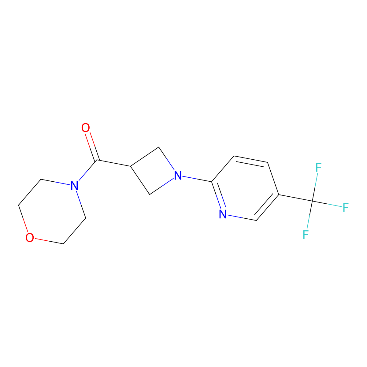 4-{1-[5-(Trifluoromethyl)pyridin-2-yl]azetidine-3-carbonyl}morpholine molecular structure, CAS 2770582-04-0