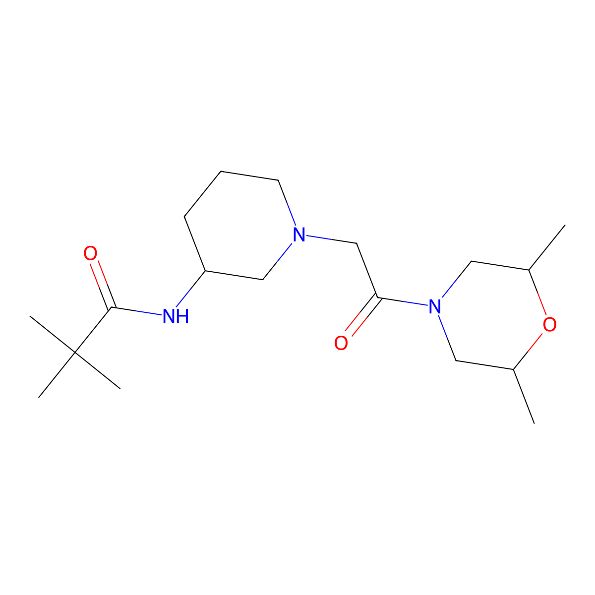N-{1-[2-(2,6-dimethylmorpholin-4-yl)-2-oxoethyl]piperidin-3-yl}-2,2-dimethylpropanamide molecular structure, CAS 2770582-06-2