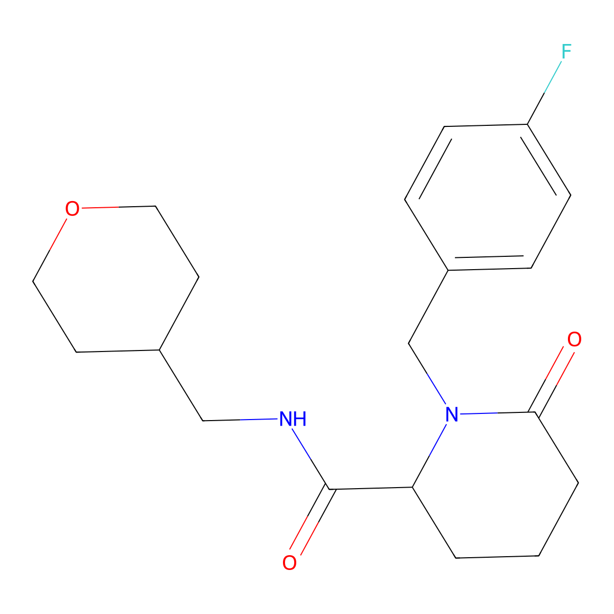 1-[(4-fluorophenyl)methyl]-N-[(oxan-4-yl)methyl]-6-oxopiperidine-2-carboxamide molecular structure, CAS 2770582-12-0