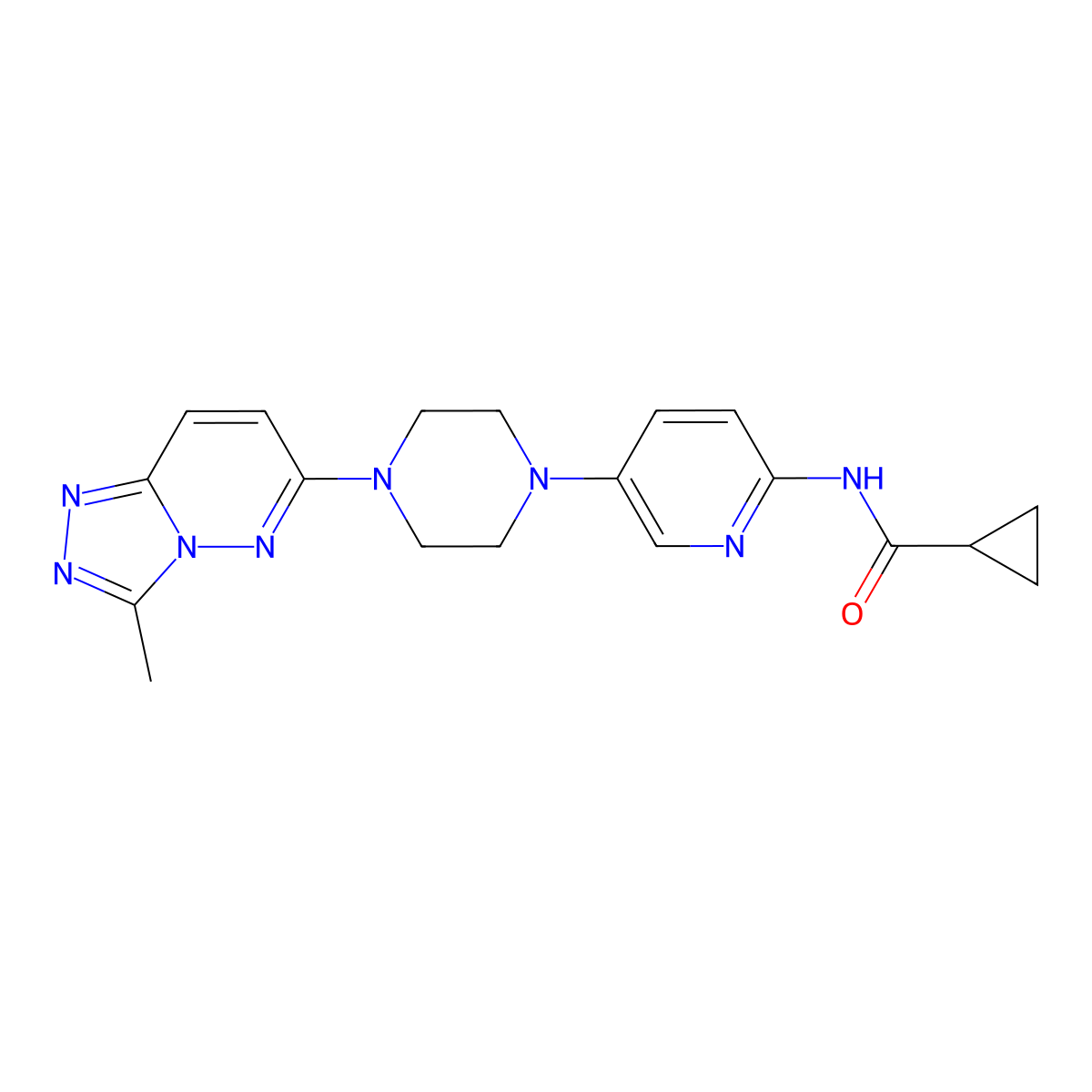 N-[5-(4-{3-methyl-[1,2,4]triazolo[4,3-b]pyridazin-6-yl}piperazin-1-yl)pyridin-2-yl]cyclopropanecarboxamide molecular structure, CAS 2770582-13-1