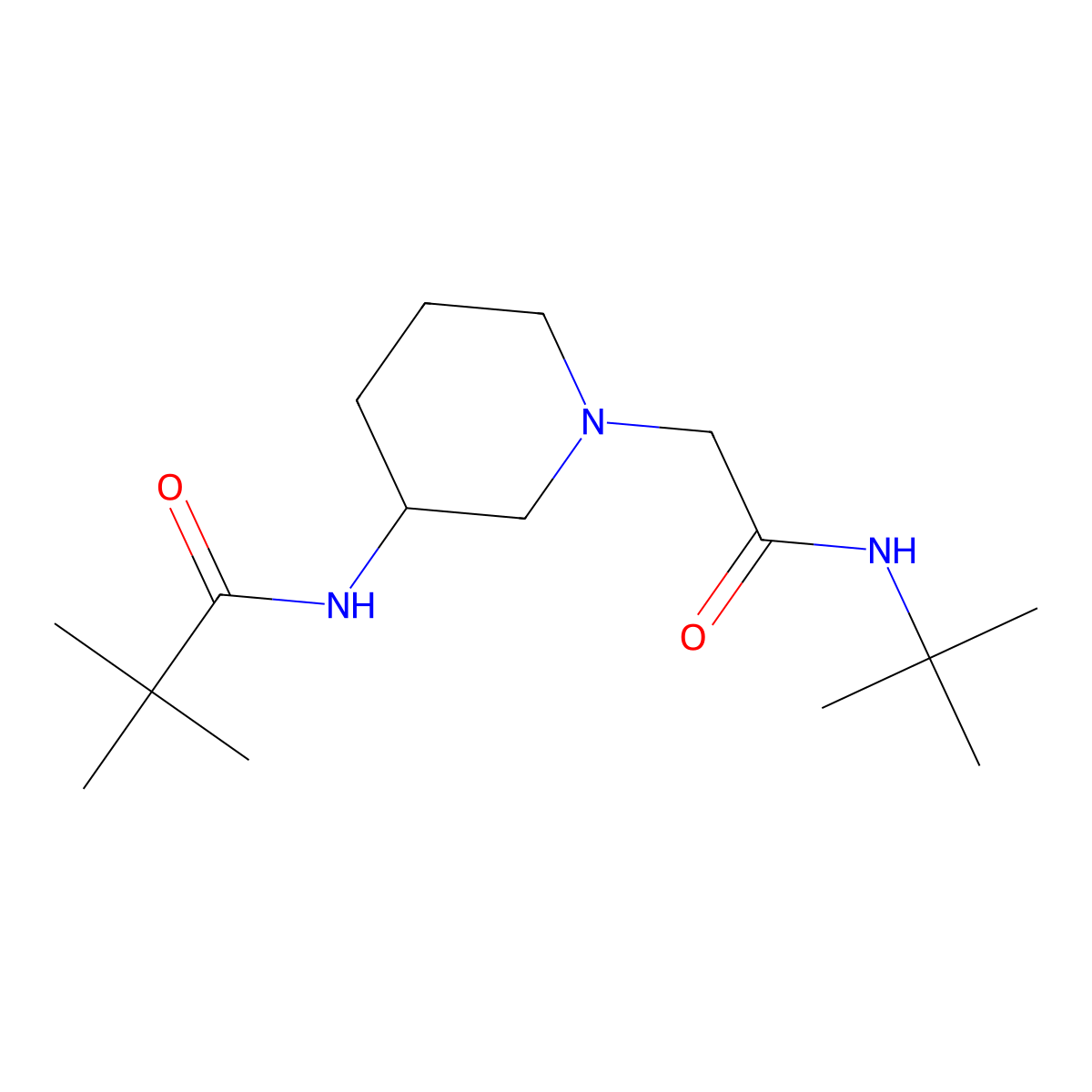 N-{1-[(tert-butylcarbamoyl)methyl]piperidin-3-yl}-2,2-dimethylpropanamide molecular structure, CAS 2770582-14-2