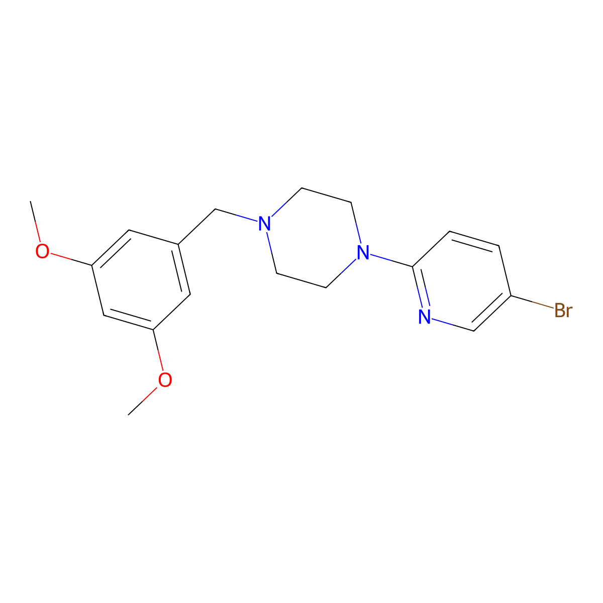 1-(5-Bromopyridin-2-yl)-4-[(3,5-dimethoxyphenyl)methyl]piperazine molecular structure, CAS 2770582-15-3