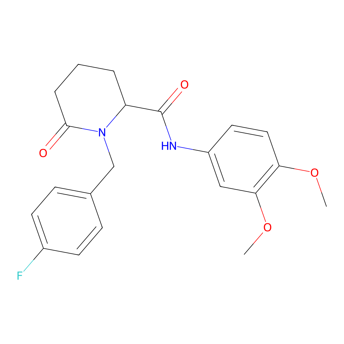 N-(3,4-dimethoxyphenyl)-1-[(4-fluorophenyl)methyl]-6-oxopiperidine-2-carboxamide molecular structure, CAS 2770582-17-5