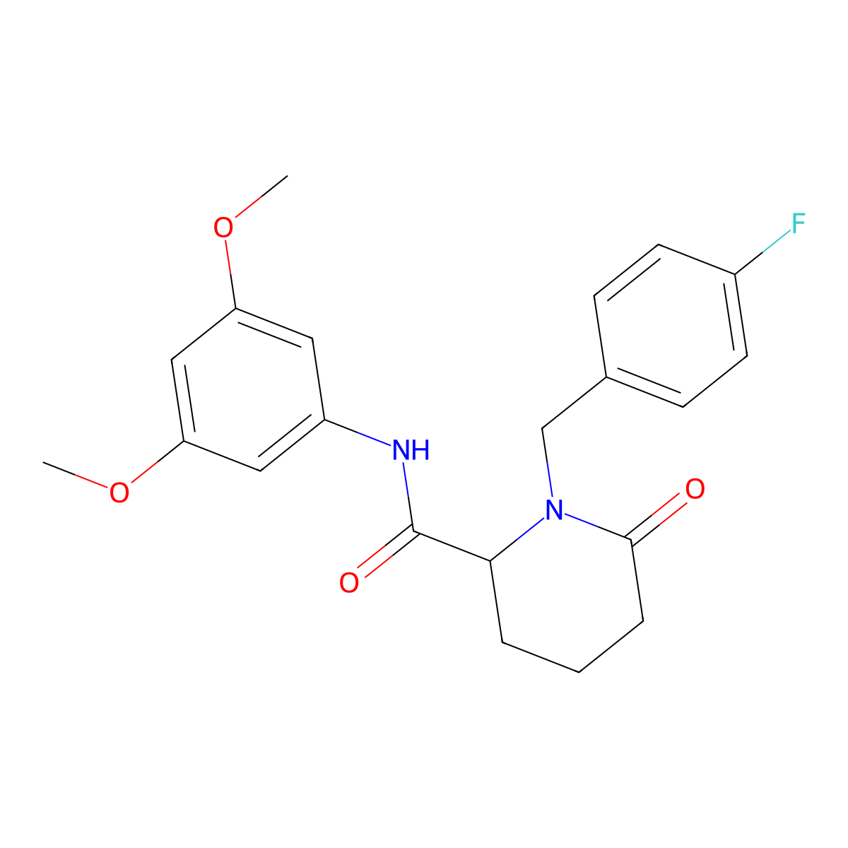 N-(3,5-dimethoxyphenyl)-1-[(4-fluorophenyl)methyl]-6-oxopiperidine-2-carboxamide molecular structure, CAS 2770582-23-3