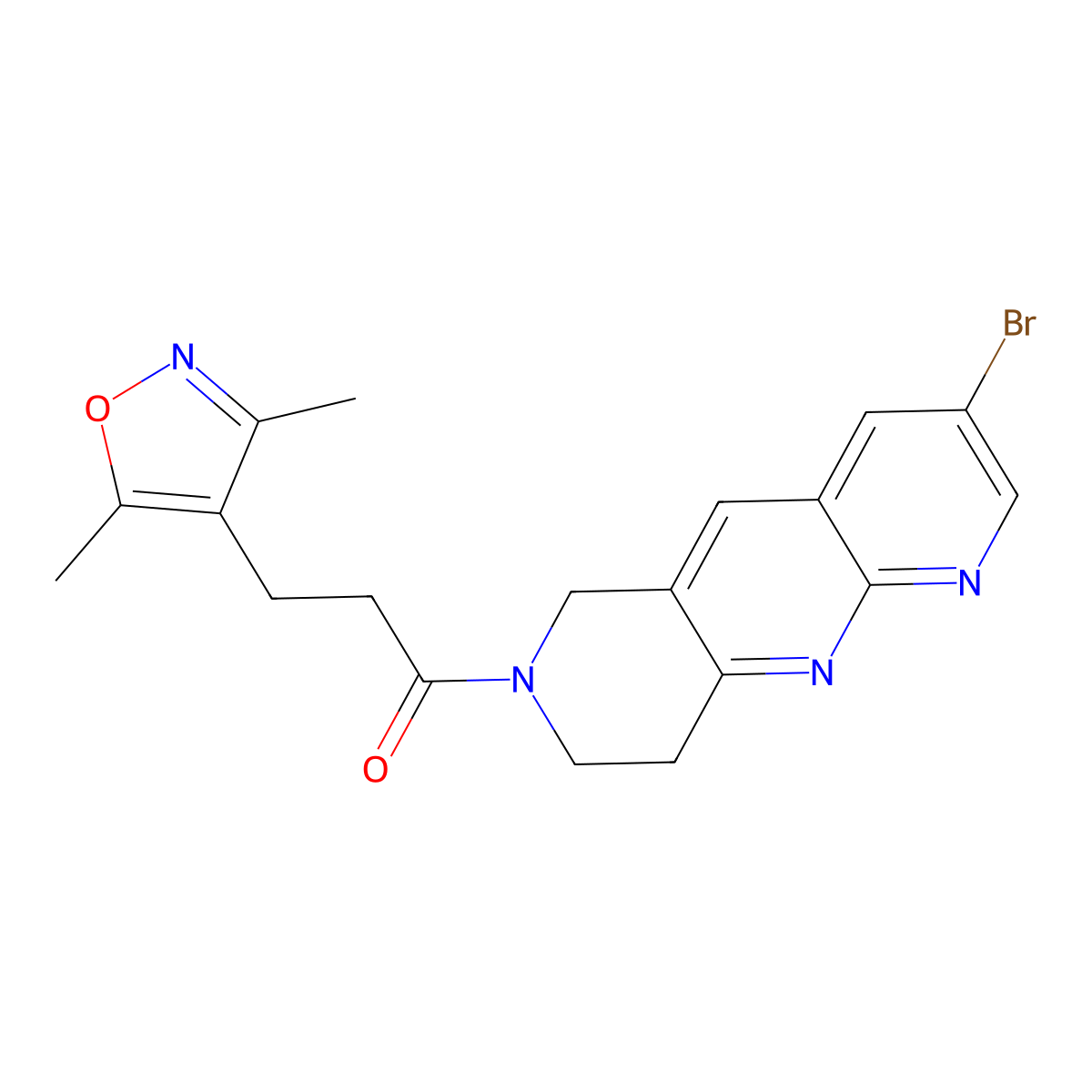 1-{3-bromo-6H,7H,8H,9H-pyrido[2,3-b]1,6-naphthyridin-7-yl}-3-(3,5-dimethyl-1,2-oxazol-4-yl)propan-1-one molecular structure, CAS 2770582-24-4