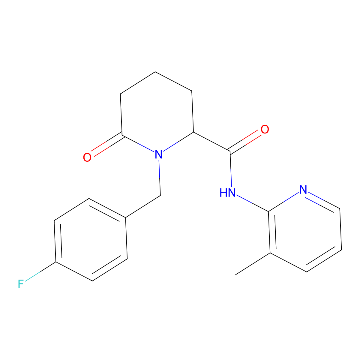 1-[(4-fluorophenyl)methyl]-N-(3-methylpyridin-2-yl)-6-oxopiperidine-2-carboxamide molecular structure, CAS 2770582-26-6