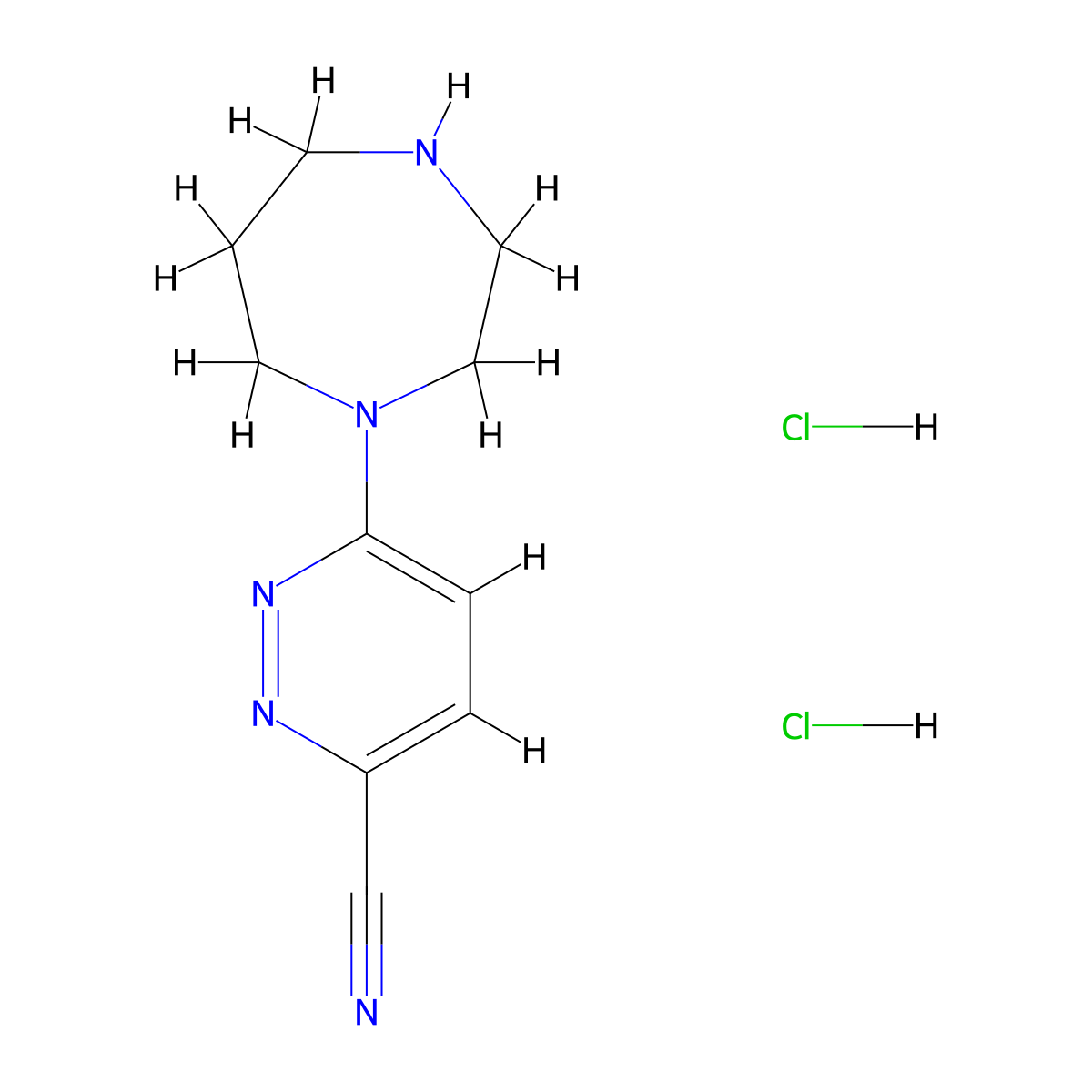 6-(1,4-Diazepan-1-yl)pyridazine-3-carbonitrile dihydrochloride molecular structure, CAS 2770582-31-3