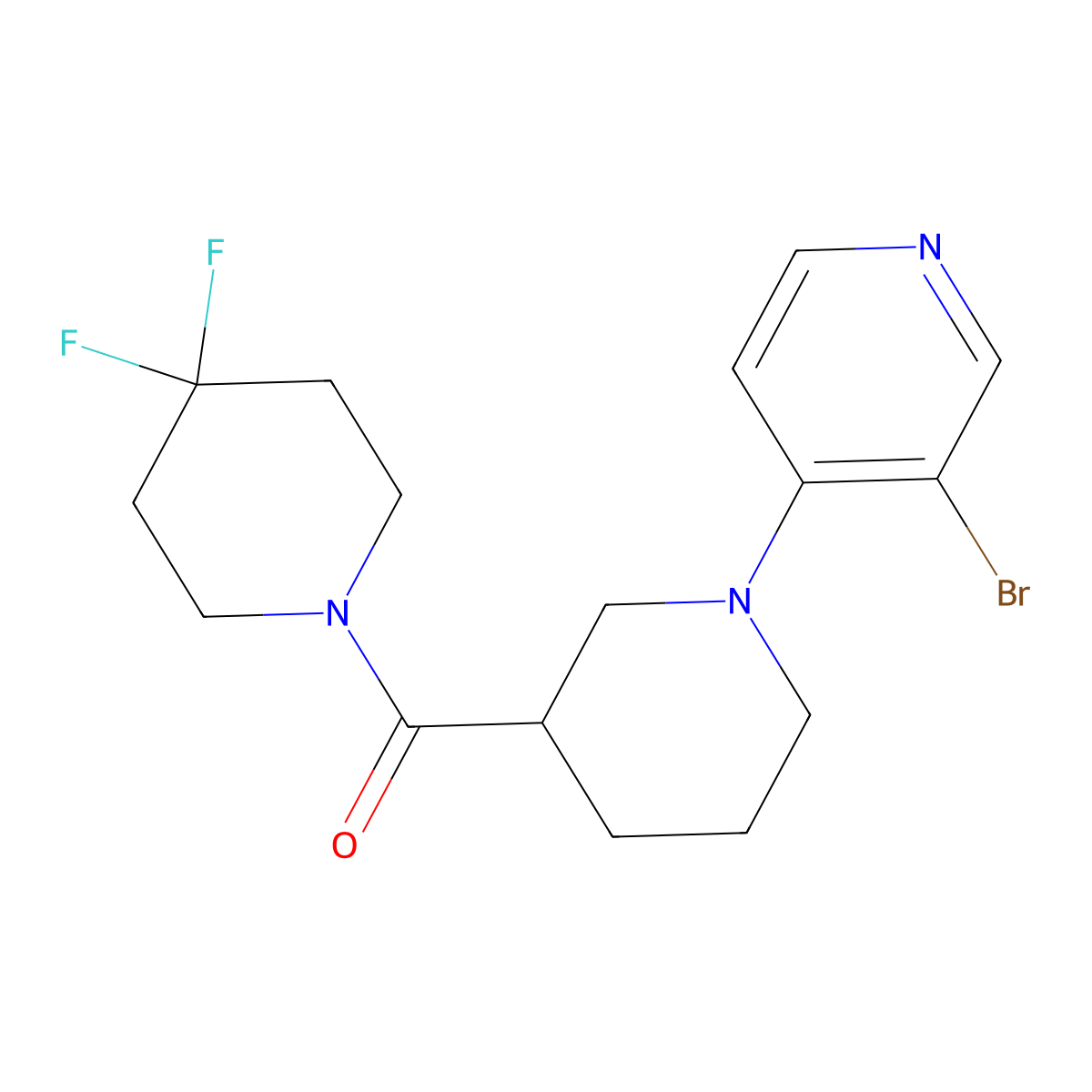 3-Bromo-4-[3-(4,4-difluoropiperidine-1-carbonyl)piperidin-1-yl]pyridine molecular structure, CAS 2770582-33-5