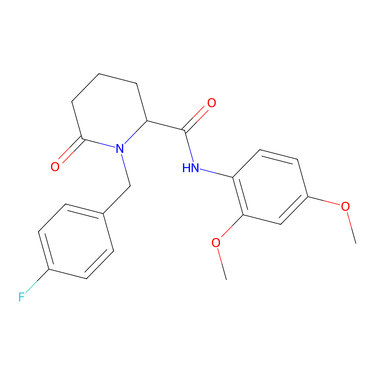 N-(2,4-dimethoxyphenyl)-1-[(4-fluorophenyl)methyl]-6-oxopiperidine-2-carboxamide molecular structure, CAS 2770582-41-5