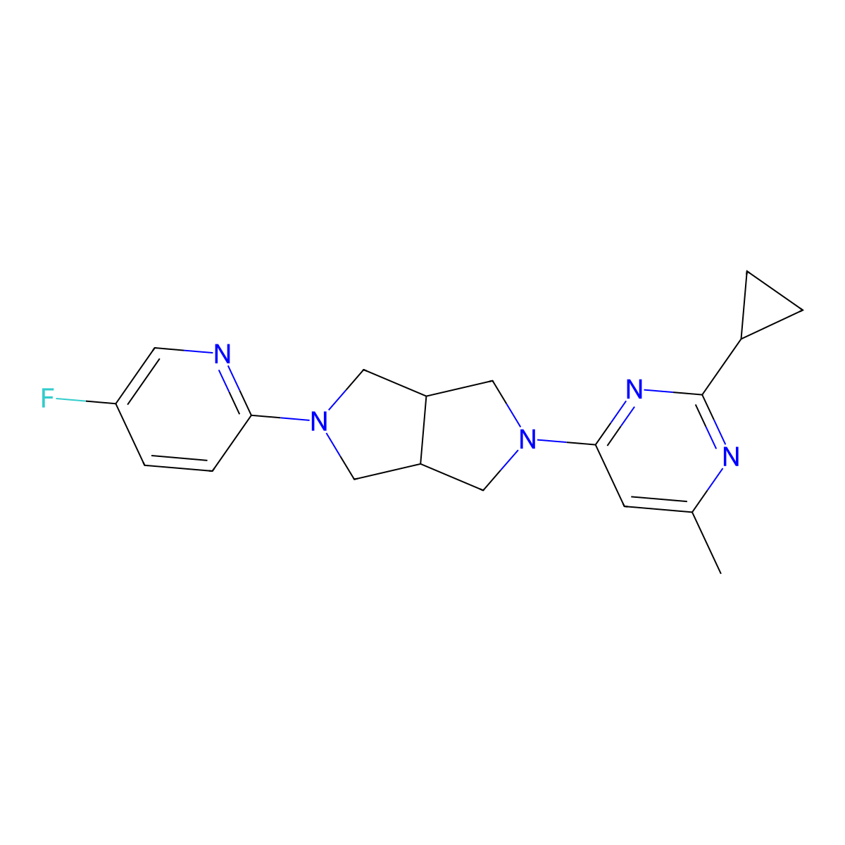 2-Cyclopropyl-4-[5-(5-fluoropyridin-2-yl)-octahydropyrrolo[3,4-c]pyrrol-2-yl]-6-methylpyrimidine molecular structure, CAS 2770582-45-9