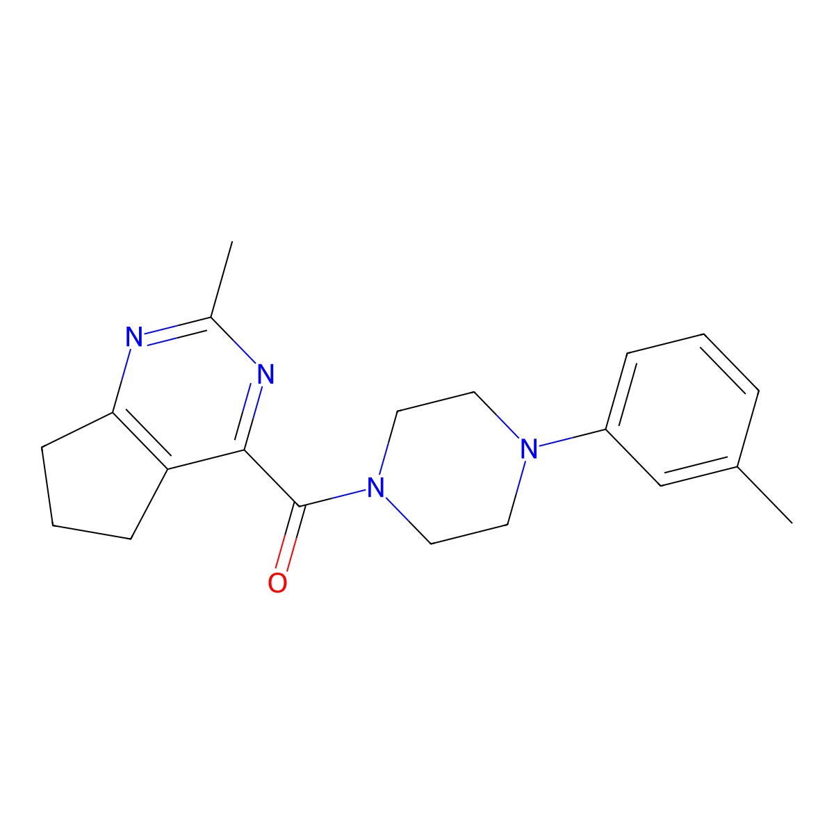 1-{2-methyl-5H,6H,7H-cyclopenta[d]pyrimidine-4-carbonyl}-4-(3-methylphenyl)piperazine molecular structure, CAS 2770582-47-1
