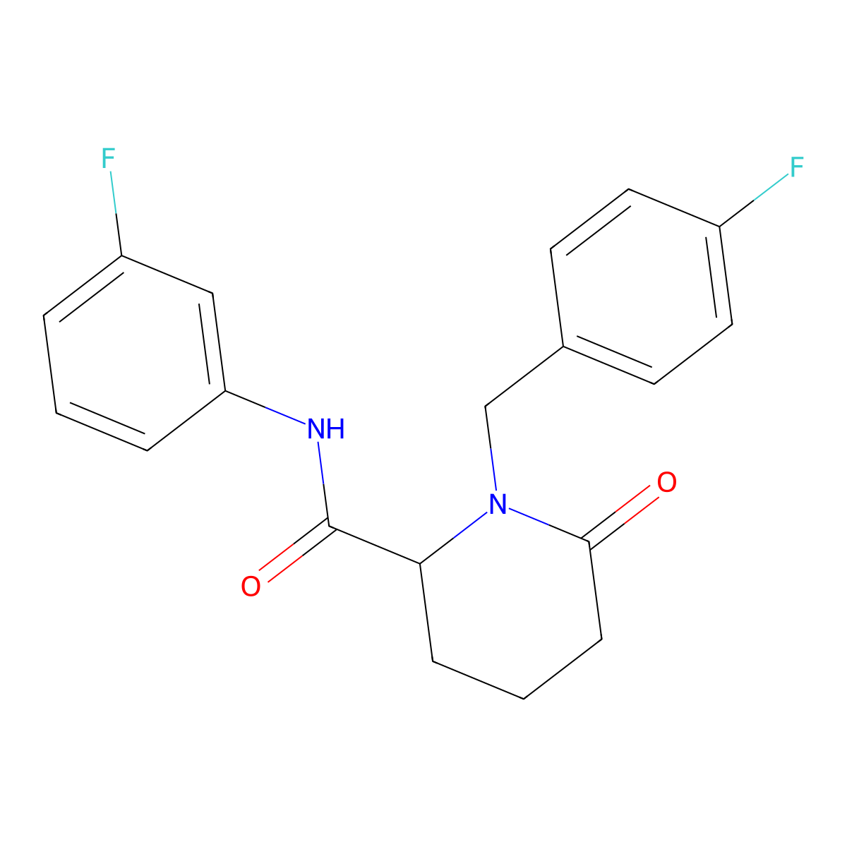 N-(3-fluorophenyl)-1-[(4-fluorophenyl)methyl]-6-oxopiperidine-2-carboxamide molecular structure, CAS 2770582-48-2